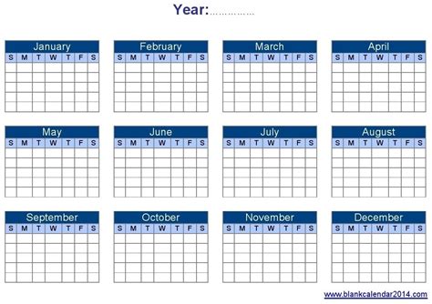 Incredible Year Calendar Template Blank Yearly Calendar Template