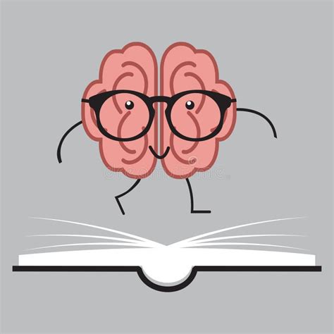 Cartoon Brain With Glasses Train The Brain For Knowledge