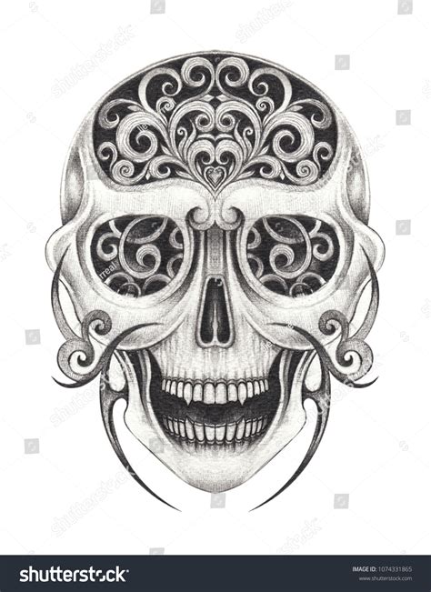 Art Skull Tattoo Hand Pencil Drawing 스톡 일러스트 1074331865 Shutterstock