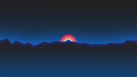 1920x1080 Minimalism Neon Rainbow Sunset Retro Style