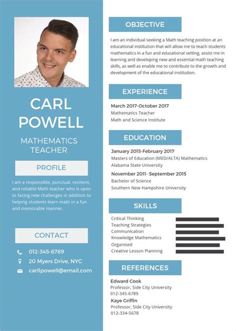 Download this free resume template. Teacher Resume Examples - 23+ Free Word, PDF Documents Download | Free & Premium Templates