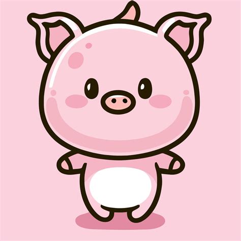 Cute Pig Illustration Pig Kawaii Chibi Vector Drawing Style Pig Cartoon