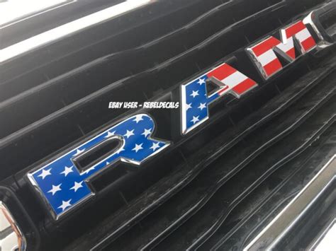 Fits New 2019 Only Dodge Ram Rebel Usa Flag Grill Emblem Overlay