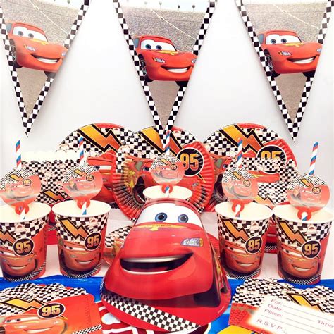 Cars Lightning Mcqueen Theme Party Decorations For Kids Birthday