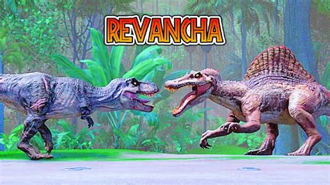 T Rex Vs Spinosaurus Revancha Campamento Cretacico Temporada 5 Youtube