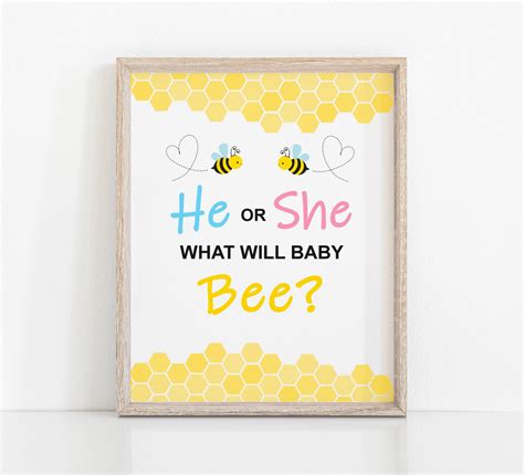 He Or She What Will It Bee Sign Bumble Bee Gender Reveal Party Etsy