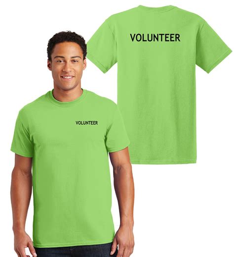 Volunteer Cotton T Shirts Printed Left Chest And Backlime