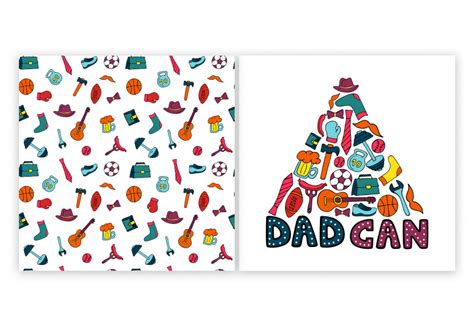 7 dad, you're the greatest of all time card. Happy Father's Day. Greeting cards and seamless pattern By ...