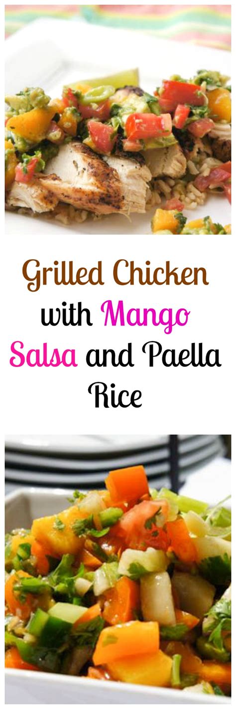 When ready to grill, remove the chicken from the marinade letting excess marinade drip off. Grilled Chicken and Mango Salsa with Paella Rice