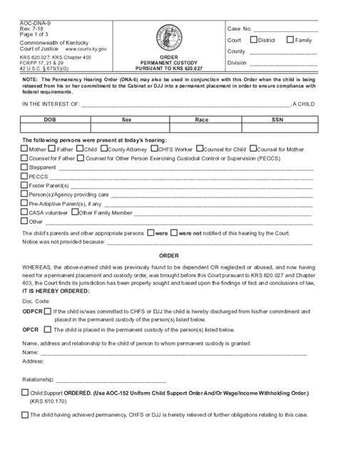 Kentucky Permanent Custody Fill Out And Sign Online Dochub