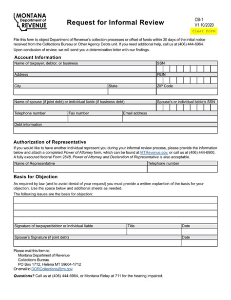 Form Cb 1 Fill Out Sign Online And Download Fillable Pdf Montana
