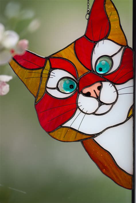 Peeking Cat Window Hangings Stained Glass Cat Suncatcher Mothers Day