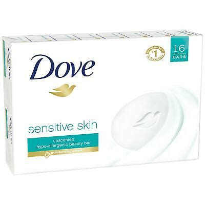 Dove beauty bar soap 135g. (16 BARS) WOMEN'S 4 oz UNSCENTED, SENSITIVE SKIN DOVE ...
