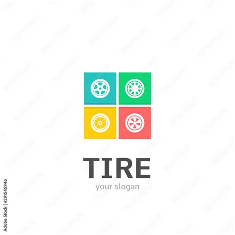 Tire Icons Flat Style Logo Design With Wheel Round Tire Car Icons