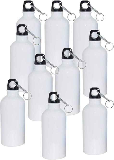 Intbuying 10pcs Blank Coated Sublimation 600ml Aluminium Water Bottle
