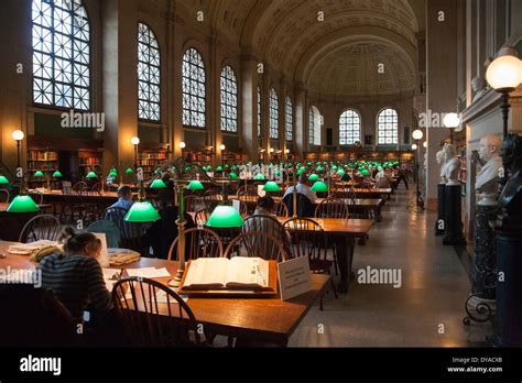 Reading Room In Boston Public Library Boston Massachusetts Stock