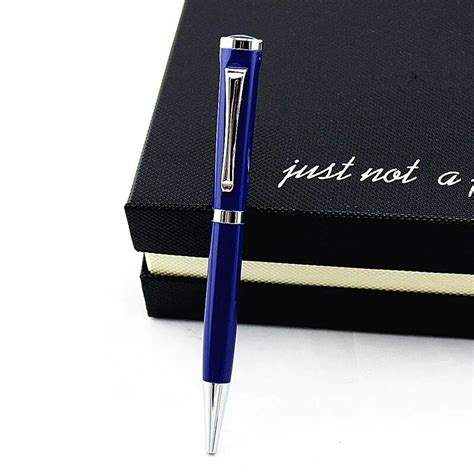 Blue Metal Ballpoint Pen 07mm Black Ink Refill Luxury Custom T Pen