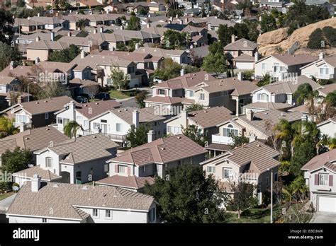 Typical Modern Suburban Housing Near Sunny Los Angeles California Stock