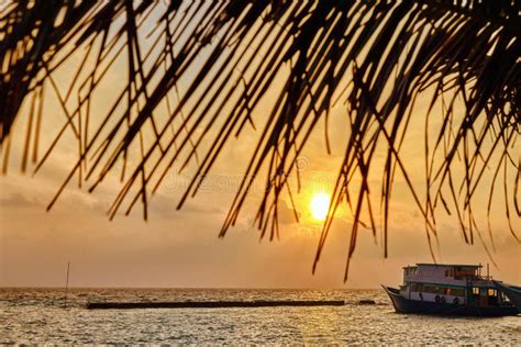 Sunrise On A Tropical Island In The Indian Ocean Stock Photo Image