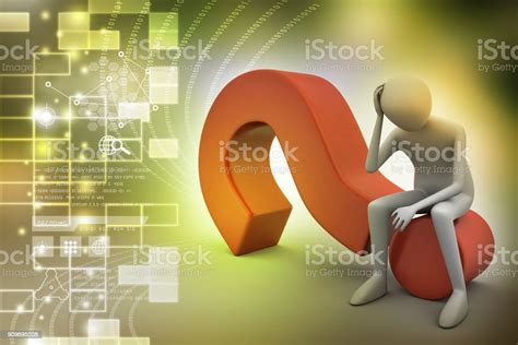 3d Man Sitting On The Question Mark Stock Photo Download Image Now