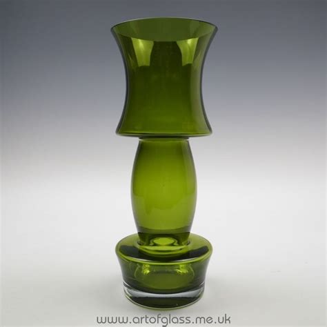 Riihimaki Olive Green Glass Vase Green Glass Vase Vase Glass