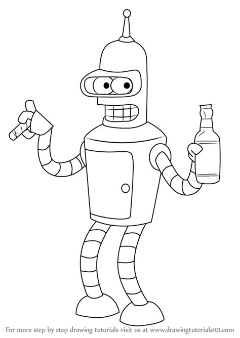 How To Draw Bender From Futurama Cartoon