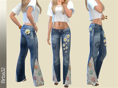 Sims 4 Ccs The Best Hippie Jeans Deisies By Birba32
