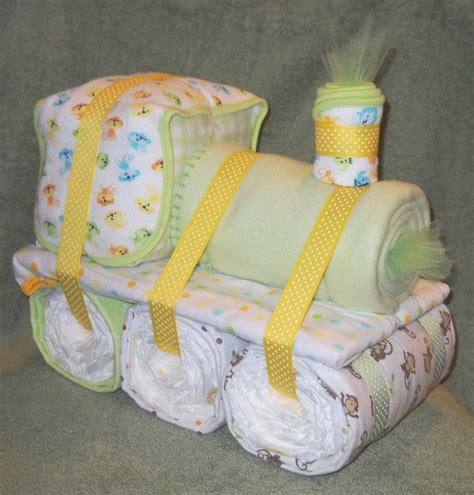 Baby Shower Train Diaper Cake Baby Bath Seat Swivel Joints Diaper