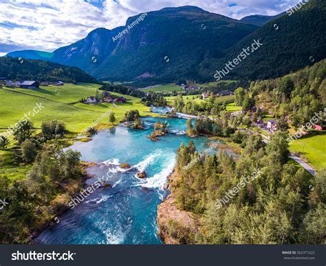 Beautiful Nature Norway Natural Landscape Aerial Zdjęcie Stockowe