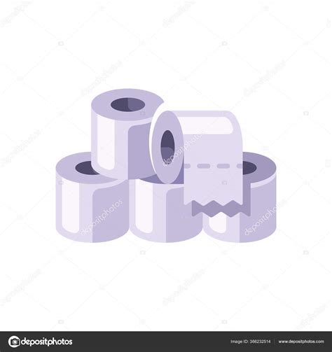 Pile White Toilet Paper Rolls Flat Illustration Hygienic Paper Tissues