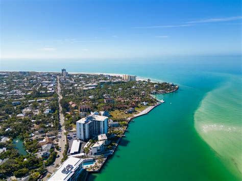 Aerial Drone Photo Westernmost Point Siesta Key Florida Beach Stock