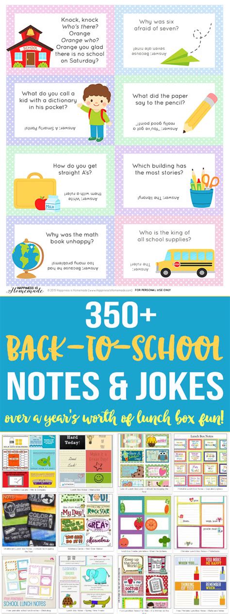 Back To School Lunch Box Jokes And Notes Happiness Is Homemade