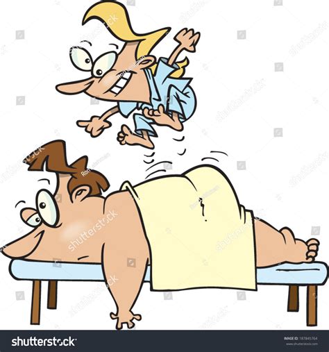 Cartoon Man Getting Massage เวกเตอร์สต็อก ปลอดค่าลิขสิทธิ์ 187845764