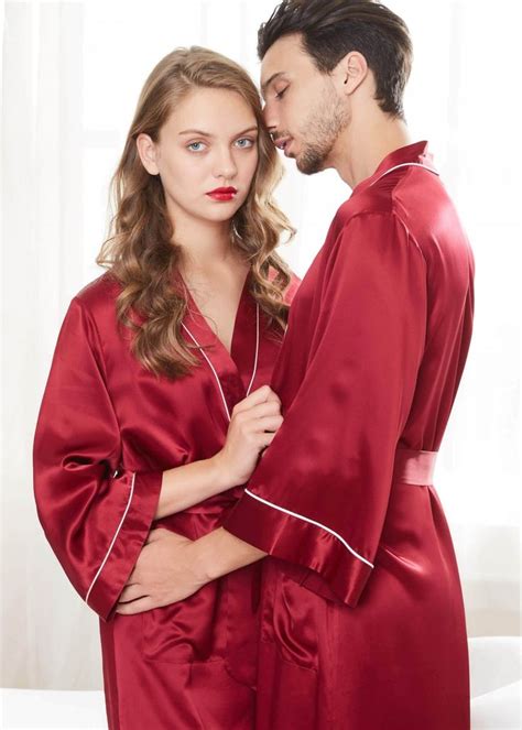22 Momme Unique Silk Couple Robes Mens Silk Pajamas Couple Pajamas Silk