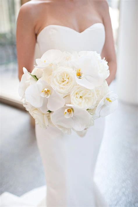 Orchid And Peony Bouquet Cascading Bouquet White Bouquet