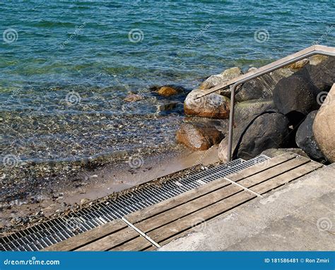 Stairs Down To Sea Ocean For Easy Accessibility Stock Image Image Of