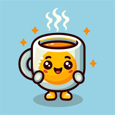 Cute Happy Coffee Cup Cartoon Vector Icon Illustration Drink Character