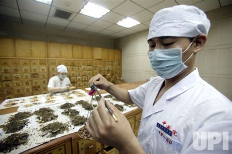 Photo Workers Prepare Herbal Medicines At Traditional Chinese Medicine