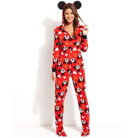 Mickey Mouse Hooded Footed Pajamas 59 Cad Liked On Polyvore Featuring Pajamas Outfits Models