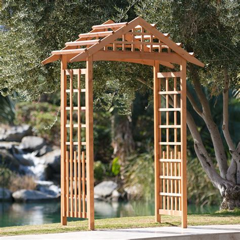 Coral Coast Leawood 8 Ft Wood Arch Arbor From Hayneedle Com Wood
