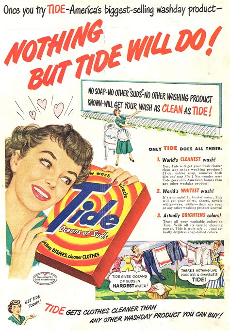 Tide, 1950 #50s #advertising | Tide detergent, Tide laundry, Tide