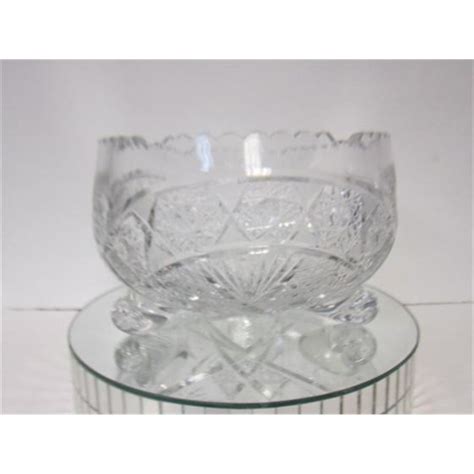 Large 3 Footed Cut Crystal Bowl