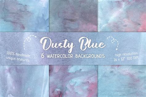 Abstract Pastel Blue Watercolor Backgrounds Dusty Blue