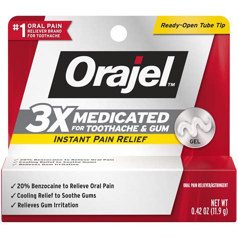 Orajel 3x For Toothache And Gum Pain Maximum Gel Tube 042oz From 1