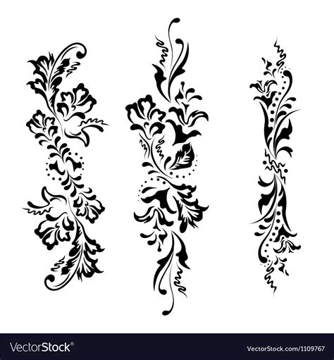 Set Swirling Decorative Floral Ornament Royalty Free Vector