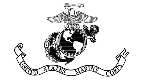 Usmc Flag Black And White Over White Us Marine Corps United States