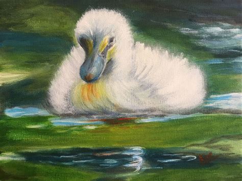 Duckling Acrylic Painting Art Duck Painting For Nursery Decor Etsy