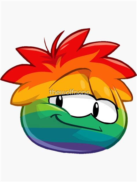 Rainbow Puffle Cute Puffle Funny Rainbow Puffle Sticker For Sale By Thewolfnono Redbubble