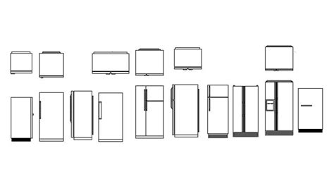 Various Designs Of The Refrigerator Cad Blocks In Autocad 2d Drawing