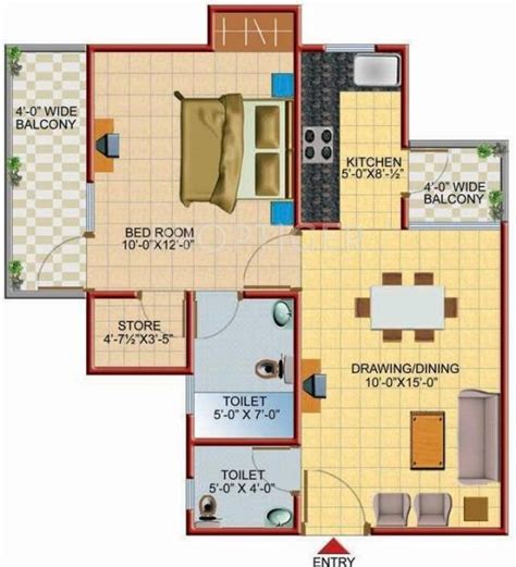 650 Sq Ft 1 Bhk Floor Plan Image Techman Buildwell Moti Residency